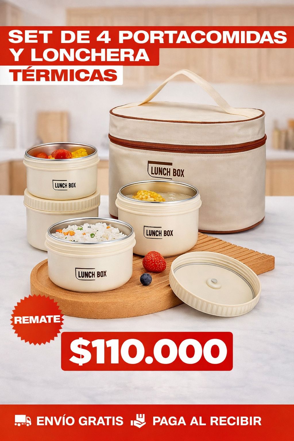 Portacomidas lonchera Practico y Moderno