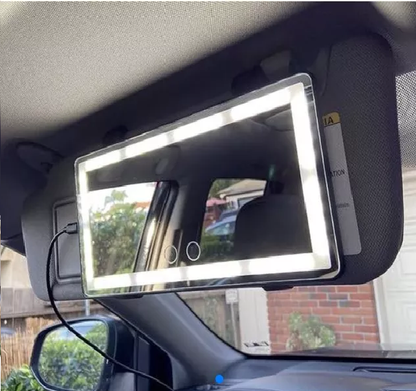 Espejo de Maquillaje con Luz LED para Auto – Recargable y Compacto