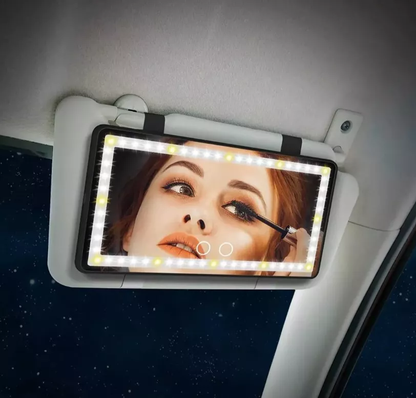 Espejo de Maquillaje con Luz LED para Auto – Recargable y Compacto