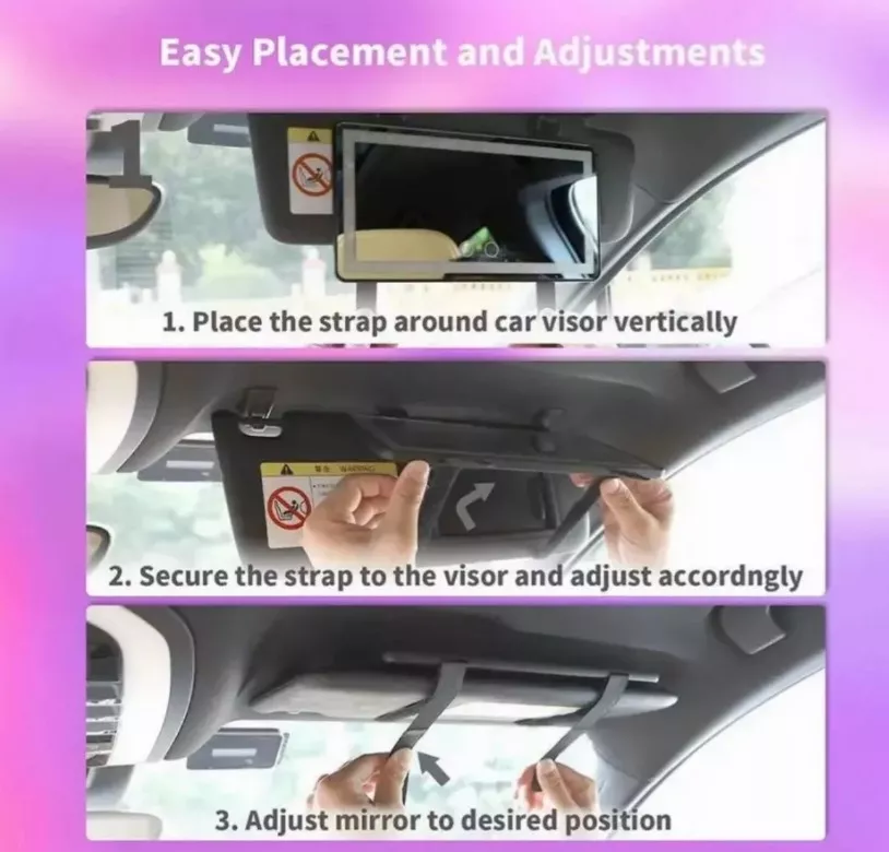 Espejo de Maquillaje con Luz LED para Auto – Recargable y Compacto