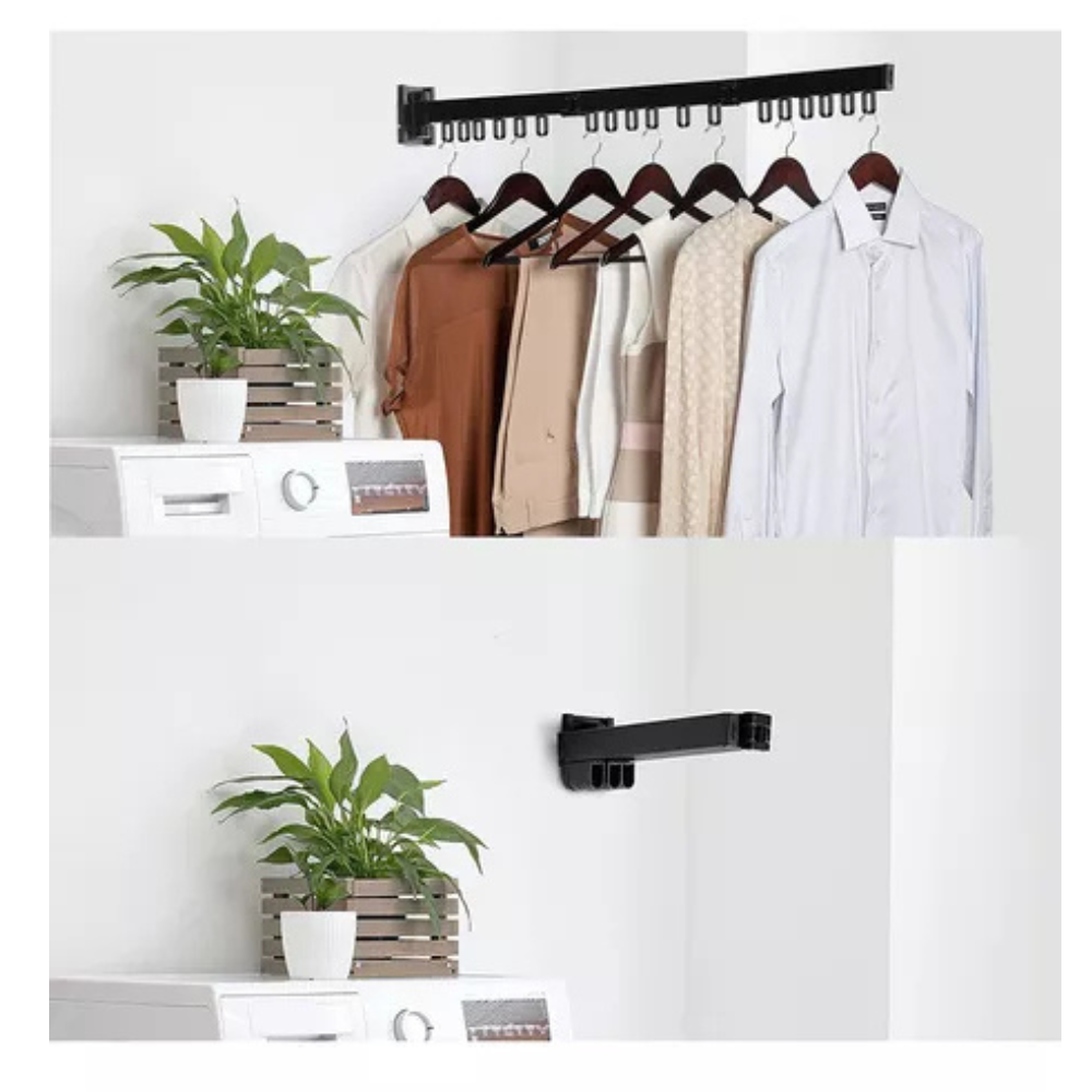 Tendedero Plegable de Pared con 18 Ganchos – Ahorra Espacio y Soporta Hasta 100 kg