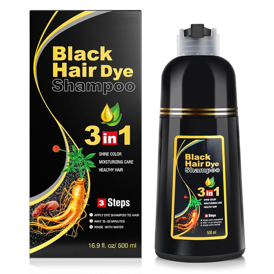 Shampoo Tinte Negro x3 – Cubre Canas al Instante con Henna y Argán 🖤✨