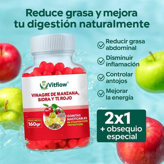 🍏 Gomitas de Vinagre de Manzana – Quema Grasa, Mejora tu Digestión y Gana Energía con Sabor Delicioso 2x1